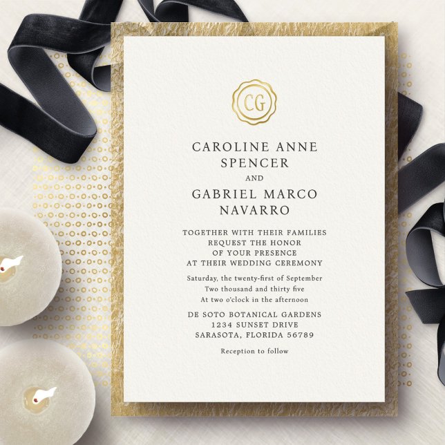 Invitation En Aluminium Sceau Monogramme Traditionnel (Créateur téléchargé)