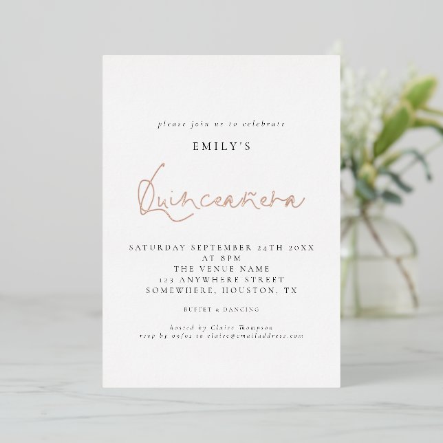Invitation En Aluminium Scénario de fête d'anniversaire de Quinceanera chi (Debout devant)