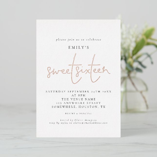 Invitation En Aluminium Scénario de fête d'anniversaire pour une Classieus (Debout devant)