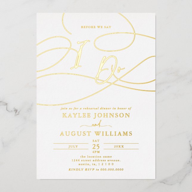 Invitation En Aluminium Scénario fantaisiste Avant Le Dîner De Répétition  (Recto)