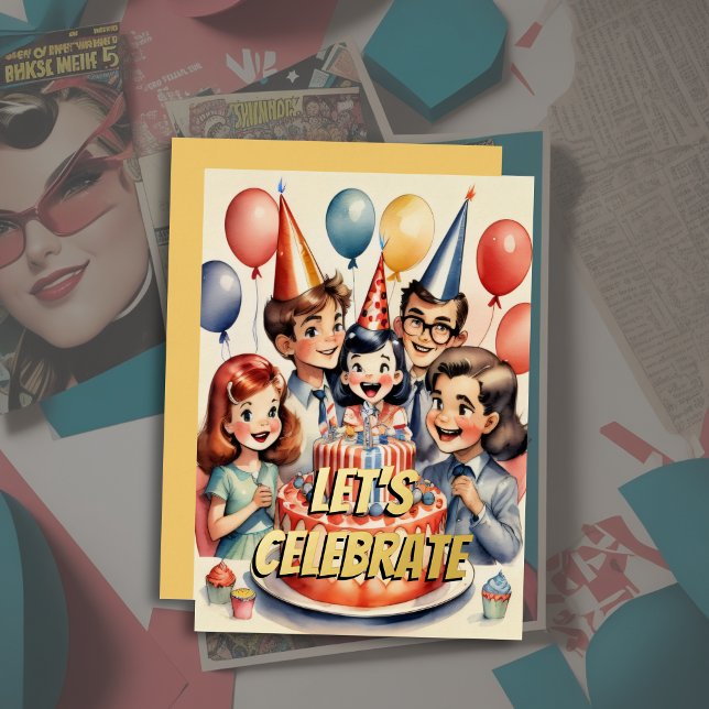 Invitation En Aluminium Scène de bande dessinée drôle à l'aquarelle pour u (Créateur téléchargé)