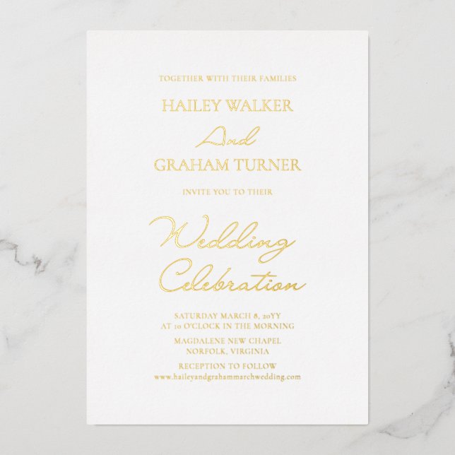 Invitation En Aluminium Script classique Calligraphie minimale Mariage bla (Recto)