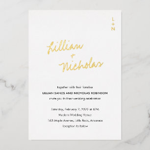 Invitation En Aluminium Script contemporain Mariage moderne