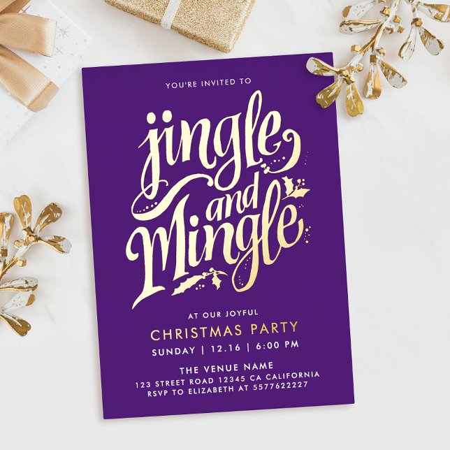 Invitation En Aluminium Script De Calligraphie De Cocktail Moderne Purple  (Créateur téléchargé)