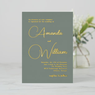 Invitation En Aluminium Script de calligraphie moderne simple Deep Sage Gr