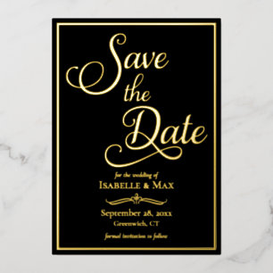 Invitation En Aluminium Script élégant Enregistrer la date