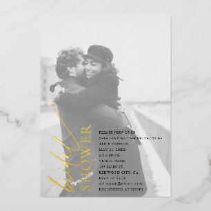 Invitation En Aluminium Script élégant Fête des mariées photo Foil Invitat