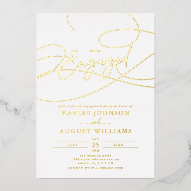 Invitation En Aluminium Script fantaisie Nous sommes une partie d'engageme (Recto)