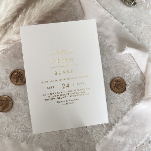 Invitation En Aluminium Script Gold Foil   Mariage Décontracté ivoire