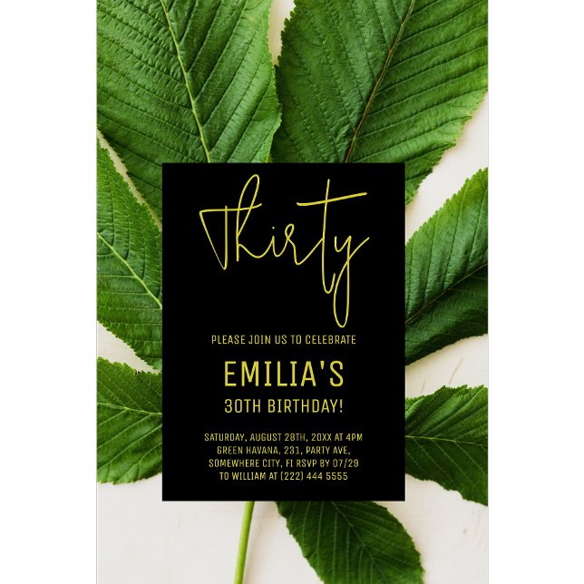 Invitation En Aluminium Script Gold minimaliste | Trente anniversaire (Créateur téléchargé)