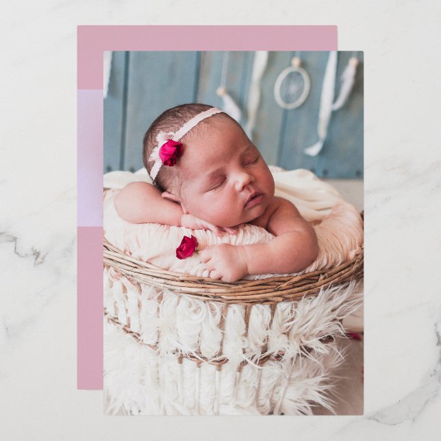 Invitation En Aluminium Script Lettering Baby Birth Annonces (Recto/Verso)