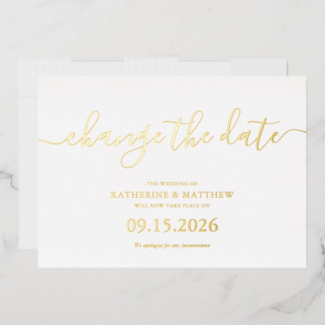 Invitation En Aluminium Script Lettrer Mariage Reporté Enregistrer La Date (Enveloppe)