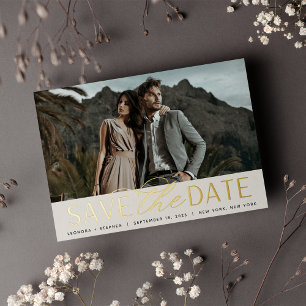 Invitation En Aluminium Script Lisse   Enregistrer la Date sur une Photo U