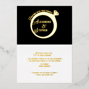 Invitation En Aluminium Script minimaliste moderne Diamant Mariage anneau 