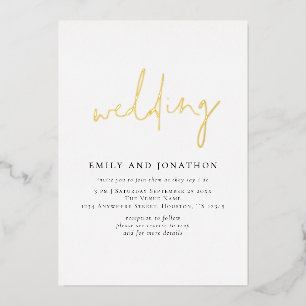 Invitation En Aluminium Script minimaliste QR Code Mariage de luxe Real