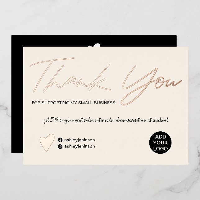 Invitation En Aluminium Script moderne blush rose ordre merci (Recto/Verso)