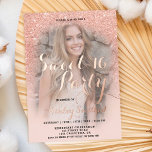 Invitation En Aluminium Script moderne noir mariage photo feuille d'or inv<br><div class="desc">Une feuille d'or rose moderne et assez réelle et une douche fausse parties scintillant ombragée avec bloc de couleur rose pastel Sweet 16 anniversaire invitation à la fête avec votre photo personnalisée avec de l'or rose ombre motif qui se détache sur un arrière - plan rose. Parfait pour un Sweet...</div>