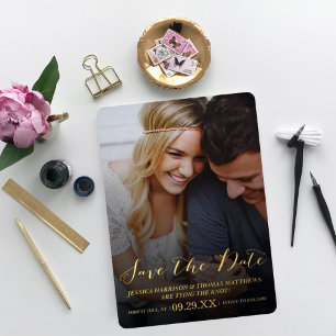 Invitation En Aluminium Script moderne   Photo Personnalisée Enregistrer L