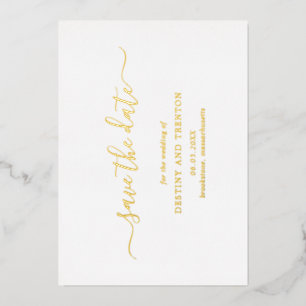 Invitation En Aluminium Script Moderne Simple Mariage Élégant Enregistrer