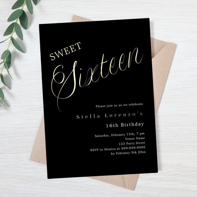 Invitation En Aluminium Script or gold luxe Douze ans douce (Créateur téléchargé)