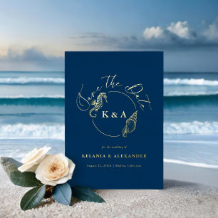 Invitation En Aluminium SEATERNAL Monogramme nautique Mariage Enregistrer 