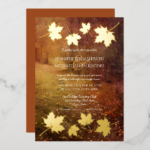 Invitation En Aluminium sentier d'automne feuille accent mariage