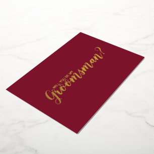 Invitation En Aluminium Serez-vous mon garçon d'honneur? Bourgogne et Or