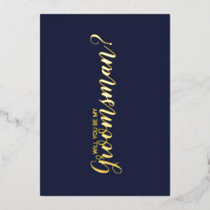 Invitation En Aluminium Serez-Vous Mon Groomsman ? Marine et Or