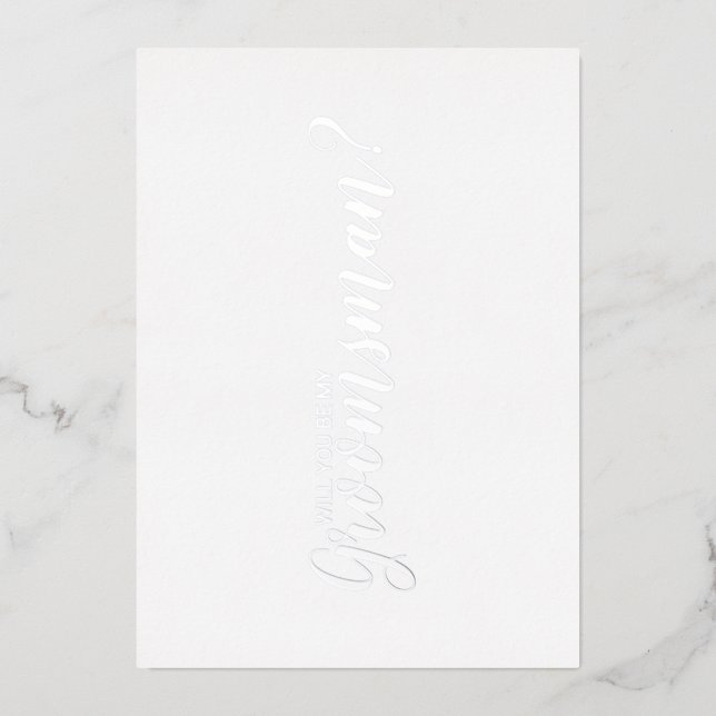Invitation En Aluminium Serez-Vous Mon Groomsman ? Script moderne Silver (Recto)
