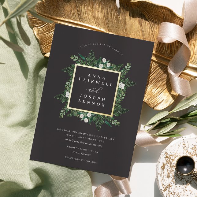 Invitation En Aluminium Serre | Elégant Mariage botanique aquarelle (Créateur téléchargé)