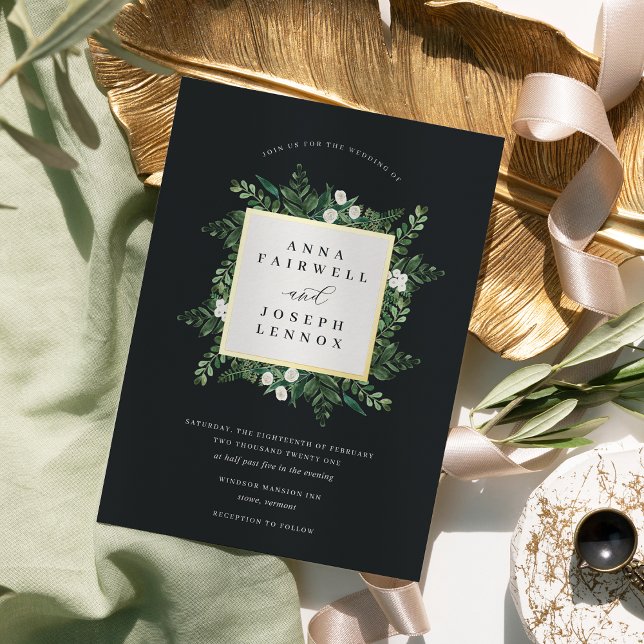 Invitation En Aluminium Serre | Elégant Mariage botanique aquarelle (Créateur téléchargé)