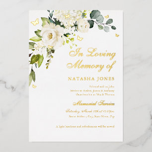 Invitation En Aluminium Service funéraire floral or