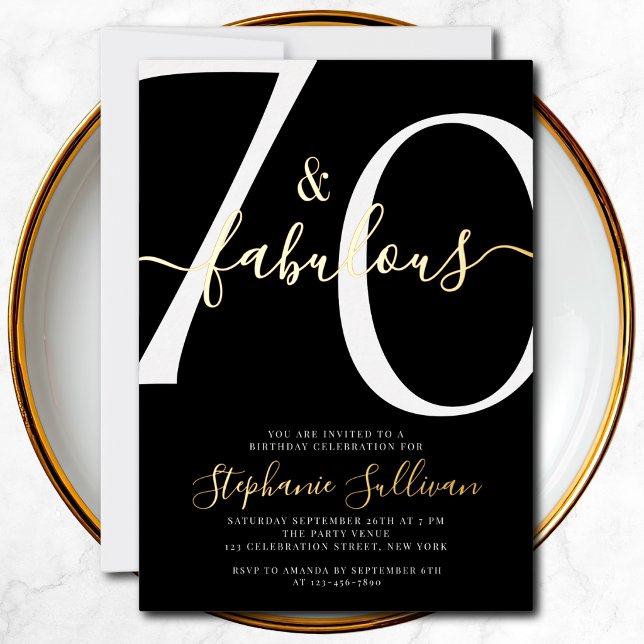 Invitation En Aluminium Seventy and Fabulous Script 70th Birthday  (Créateur téléchargé)