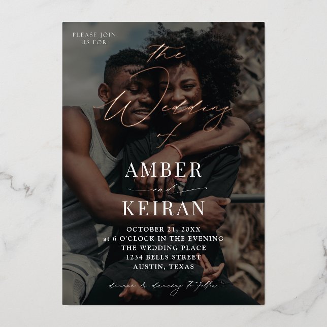 Invitation En Aluminium Shades - Mariage photo (Recto)