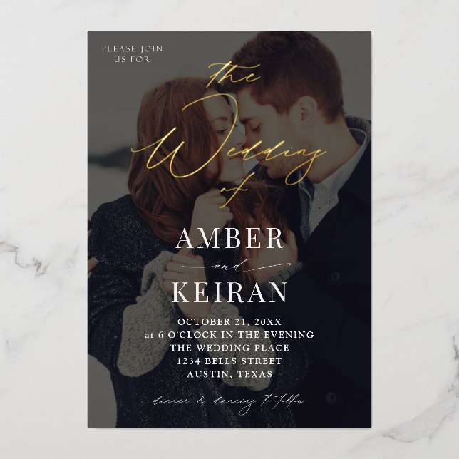 Invitation En Aluminium Shades - Mariage photo foncé (Recto)