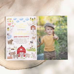 Invitation En Aluminium Shiny Farm Animaux Bash fête d'anniversaire Photo