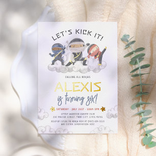 Invitation En Aluminium Shiny Let's Kick It Ninja Martial Arts Anniversair