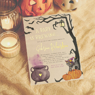 Invitation En Aluminium Shiny Un Bébé Brasse Une Fille Baby shower Hallowe