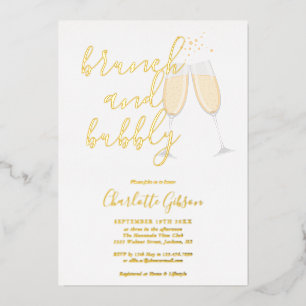 Invitation En Aluminium Signature Script Brunch Bubbly Fête des mariées Go