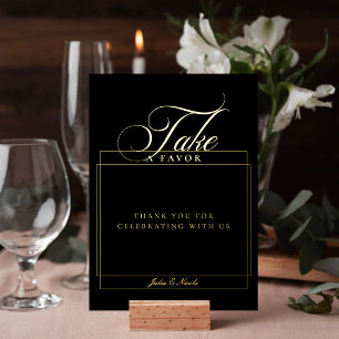 Invitation En Aluminium Signe de mariage classique chic noir prendre une f