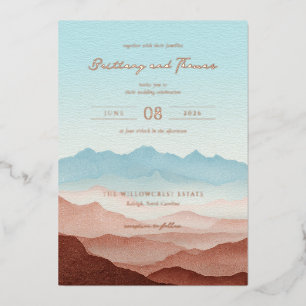 Invitation En Aluminium Silhouettes de montagnes pastel sereines