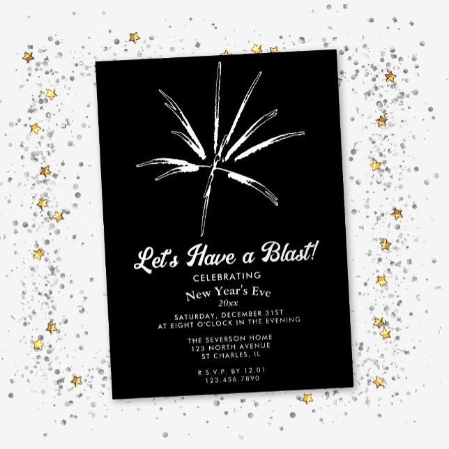 Invitation En Aluminium Silver Fireworks New Year's Eve Party (Créateur téléchargé)