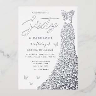 Invitation En Aluminium Silver Foil Heart Gown 60e Anniversaire Fête Real