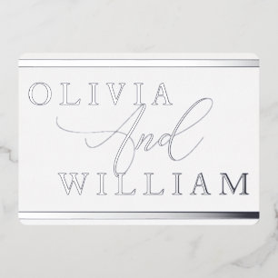 Invitation En Aluminium Silver Foil Pressé Moderne Mariage élégant