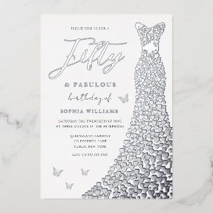 Invitation En Aluminium Silver Gown Cinquante et fabuleux 50e anniversaire