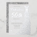 Invitation En Aluminium Silver Gown, Fabulous 50th Birthday Party<br><div class="desc">Silver Gown,  Fabulous 50th Birthday Party Foil Invitation Voir d'autres invitations dans notre Niche and Nest Store</div>
