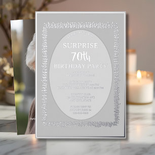 Invitation En Aluminium Silver Grey 70e anniversaire surprise personnalisé