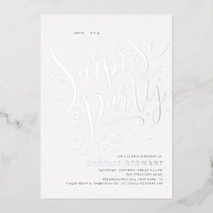Invitation En Aluminium Silver Modern Script Simple Surprise Party
