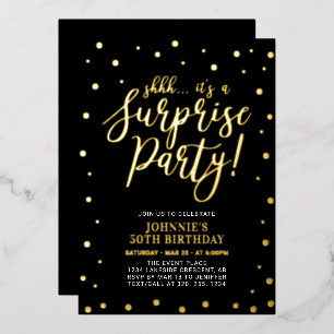 Invitation En Aluminium Silver Modern Surprise Adulte fête d'anniversaire