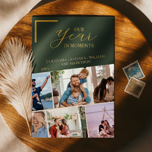 Invitation En Aluminium Simple année en moments Famille Photo Noël